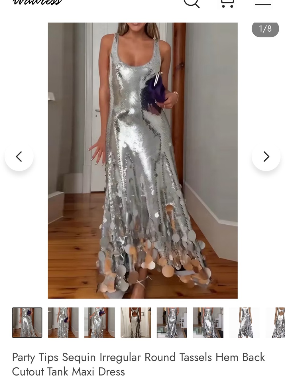 Silver Sequin Gown - Elegant Sparkle - Picture 6 of 8